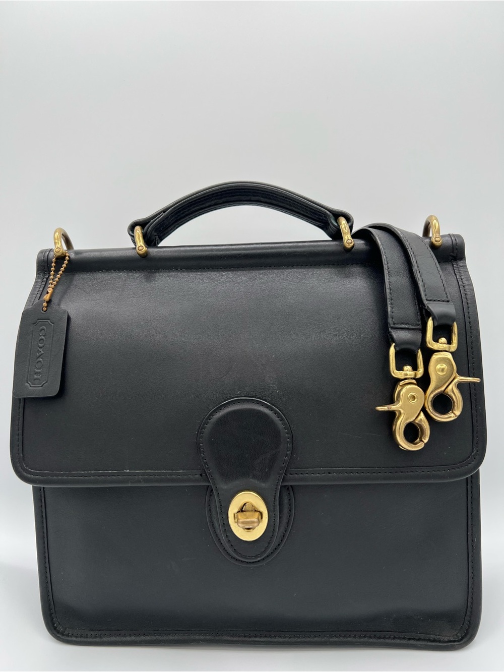 Coach Willis 9927 Black Leather shoulder Bag Crossbody Purse Excellent